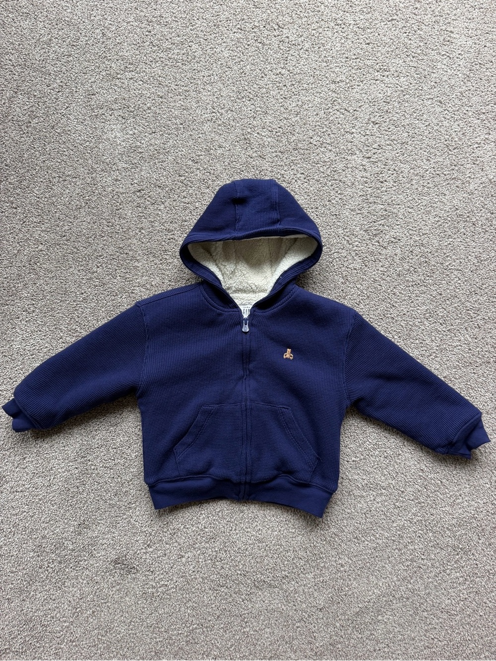 GAP Navy Hooded Sherpa-Lined Zip-Up Sweatshirt for Kids